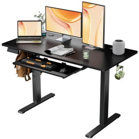 Sweetcrispy Electric Standing Desk with Keyboard Tray Large Ergonomic Computer Desk Home Office Desk,48 x 24 Inches Black