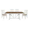 Modern Style White and Oak Finish 5pc Dining Set Table w Extension Leaf 4x Side Chairs Upholstered Seat Charming Traditional Dining Room Furniture