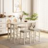 Modern 5-Piece Dining Table Set with Power Outlets,Bar Kitchen Table Set with Upholstered Stools, Easy Assemble, Beige