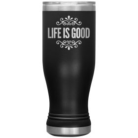 Boho Insulated Tumbler - 20oz, Life Is Good Print, Engraved, Travel Mug