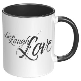 Coffee Cup, Accent Ceramic Mug 11oz, Live Laugh Love