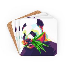 Corkwood Coaster Set - 4 Pieces / Colorful Pop Art Panda