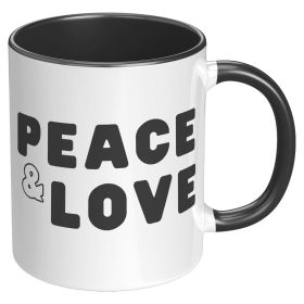 Coffee Cup, Accent Ceramic Mug 11oz, Peace And Love