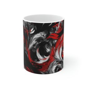 Decorative Black Red White Abstract Seamless Pattern Ceramic Mug 11oz