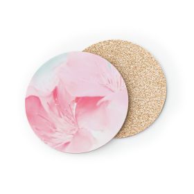 Home Decor Coaster Set Round/square, Pink Flower Bloom, Peaceful Spring Nature