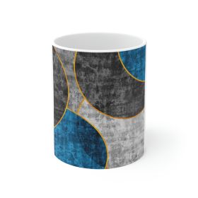 Black Blue Grey Circular Geometric Pattern Print Printify / Decor / Ceramic Mug 11oz - Aop