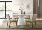 Jasper White 5 Piece 59" Wide Contemporary Round Dining Table Set with Beige Fabric Chairs