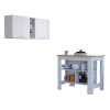 Sierra 7-Shelf 4-Door 2-piece Kitchen Set, Upper Wall Cabinet and Kitchen Island White and Light Oak