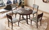 TOPMAX Rustic 42inch Round Dining Table Set with Cross Legs and Upholstered Dining Chairs for Small Places, Espresso