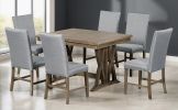 TOPMAX Mid-Century Solid Wood 7-Piece Dining Table Set Extendable Kitchen Table Set with Upholstered Chairs and 12" Leaf for 6, Golden Brown+Gray Cush