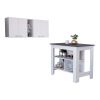 Berkeley 2-Piece Kitchen Set, Wall Cabinet and Kitchen Island, White and Onyx