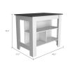 Marston 2-Piece Kitchen Set, Kitchen Island and Pantry Cabinet, White and Onyx