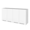 Burlingame 5-Shelf 4-Door 2-piece Kitchen Set, Kitchen Island and Upper Wall Cabinet White and Light Oak