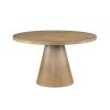 Delphine 5 Piece Round Oak Finish Dining Table Set with Gray Chairs