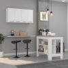 Burlingame 5-Shelf 4-Door 2-piece Kitchen Set, Kitchen Island and Upper Wall Cabinet White and Light Oak