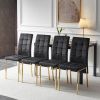 5-Piece Dining Set Including Black Velvet High Back Golden Color Legs Nordic Dining Chair & Creative Design MDF Dining Table