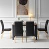 5-Piece Dining Set Including Black Velvet High Back Golden Color Legs Nordic Dining Chair & Creative Design MDF Dining Table