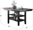 Contemporary Dining Room 7pc Set Grey Finish PU Counter Height Dining Table w Shelf and 6x High Chairs Fabric Upholstered seats Back Counter Height Ch