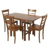 TOPMAX 5-Piece Wood Square Drop Leaf Breakfast Nook Extendable Dining Table Set with 4 Ladder Back Chairs for Small Places, Brown