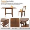 TOPMAX 5-Piece Wood Square Drop Leaf Breakfast Nook Extendable Dining Table Set with 4 Ladder Back Chairs for Small Places, Brown