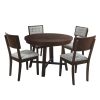 TOPMAX Rustic 42inch Round Dining Table Set with Cross Legs and Upholstered Dining Chairs for Small Places, Espresso