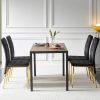 5-Piece Dining Set Including Black Velvet High Back Golden Color Legs Nordic Dining Chair & Creative Design MDF Dining Table