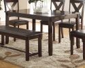 Dining Room Furniture Casual Modern 6pc Set Dining Table 4x Side Chairs and A Bench Rubberwood and Birch veneers Espresso Finish