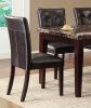 Espresso Finish 5pc Dining Set Faux Marble Top Table Button-Tufted 4 Side Chairs Casual Transitional Dining Furniture