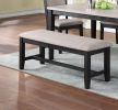 Contemporary Dining 6pc Set Table w 4x Side Chairs And Bench Padded Upholstered Cushion Seats Chairs Solid wood And Veneers Dining Room Furniture