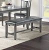 Dining Room Furniture Gray Color 6pc Set Dining Table 4x Side Chairs and A Bench Solid wood Rubberwood and veneers