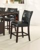 Dining Room Furniture 6pc Counter Height Dining Set Dining Table w Storage 4x High Chairs 1x Bench Black Faux Leather Tufted Seats Faux Marble Table T