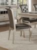 Modern Glam Silver Finish 7pc Dining Set Table with Extension Leaf and 6 Side Chairs Crystal Button-Tufted Traditional Style Dining Furniture