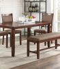 Espresso Color Dining Room Furniture Unique Modern 6pc Set Dining Table 4x Side Chairs and A Bench Solid wood Rubberwood and veneers