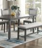 Gray Color Dining Room Furniture Unique Modern 6pc Set Dining Table 4x Side Chairs and A Bench Solid wood Rubberwood and veneers