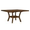 Transitional Dining Room Furniture 5pc Dining Set Table w Self-Storing Leaf and 4x Side Chairs Brown Finish Wooden Furniture