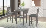 TOPMAX Farmhouse 3 Piece Round Counter Height Kitchen Dining Table Set with Drop Leaf Table, One Shelf and 2 Cross Back Padded Chairs for Small Places