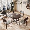 TOPMAX Rustic 42inch Round Dining Table Set with Cross Legs and Upholstered Dining Chairs for Small Places, Espresso