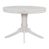 TREXM 5-Piece Retro Functional Dining Table Set Wood Round Extendable Dining Table and 4 Upholstered Dining Chairs (Antique White)