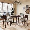 TOPMAX Rustic 42inch Round Dining Table Set with Cross Legs and Upholstered Dining Chairs for Small Places, Espresso