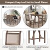 TOPMAX 3-Piece Wood Counter Height Drop Leaf Dining Table Set with 2 Upholstered Dining Chairs for Small Place, Brown