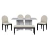 TREXM 6-Piece Modern Style Dining Set with Faux Marble Table and 4 Upholstered Dining Chairs & 1 Bench (White)