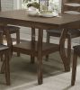 Transitional Dining Room Furniture 5pc Dining Set Table w Self-Storing Leaf and 4x Side Chairs Brown Finish Wooden Furniture