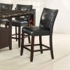 Dining Room Furniture 6pc Counter Height Dining Set Dining Table w Storage 4x High Chairs 1x Bench Black Faux Leather Tufted Seats Faux Marble Table T