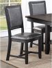 Contemporary Dining Room 7pc Set Grey Finish PU Dining Table w Shelf and 6x Side Chairs Fabric Upholstered seats Back Chairs