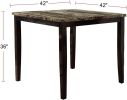 Contemporary Counter Height Dining 5pc Set Table w 4x Chairs Brown Finish Birch Faux Marble Table Top Tufted Chairs Cushions Kitchen Dining Room Furni