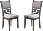 Contemporary Dining 5pc Set Round Table w 4x Side Chairs Grey Finish Rubberwood Unique Design