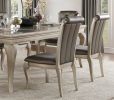 Modern Glam Silver Finish 7pc Dining Set Table with Extension Leaf and 6 Side Chairs Crystal Button-Tufted Traditional Style Dining Furniture