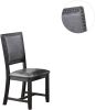 Contemporary Dining Room 7pc Set Grey Finish PU Dining Table w Shelf and 6x Side Chairs Fabric Upholstered seats Back Chairs