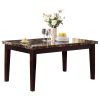 Espresso Finish 6pc Dining Set Faux Marble Top Table Bench Button-Tufted 4 Side Chairs Casual Transitional Dining Furniture