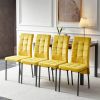 5-Piece Dining Set Including Yellow Velvet High Back Nordic Dining Chair & Creative Design MDF Dining Table